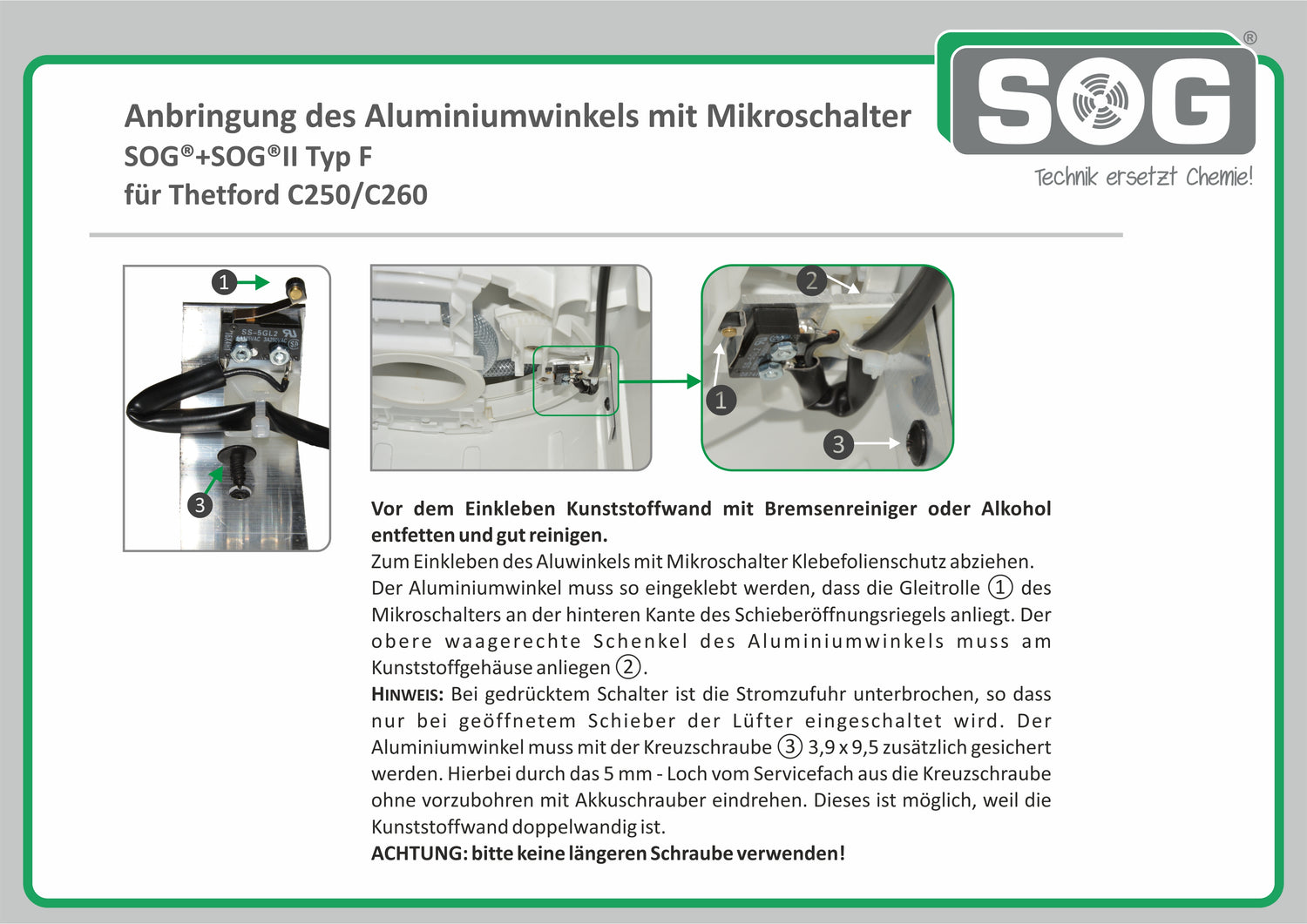 Einbau Mikroschalter Typ F